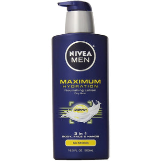 Nivea MEN Maximum Hydration Body Lotion, 3-in-1 Nourishing Lotion For Men, 16.9 Fl Oz Bottle