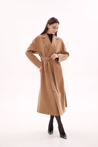 Cambridge Comfort Classic Wraparound Wool Blend Overcoat in Camel