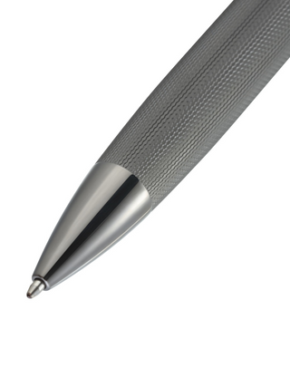 Peerless™ Polished Slate Gray Engraved Diamond Pattern with Slate Gray PVD Appointments and Swarovski Crystal Ballpoint Pen - By Baano