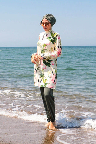 Lycra Khaki Burkini Modest Swimwear 1966 - By Baano