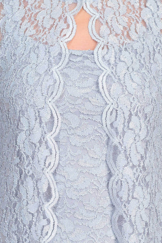 Marina Square Neck Sleeveless Sheath Zipper Back with Matching 3/4 Sleeve Jacket Mesh Dress - Glamourous Grace