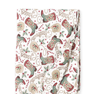 Western Christmas Stroller Blanket – Soft Bamboo Holiday - By Baano