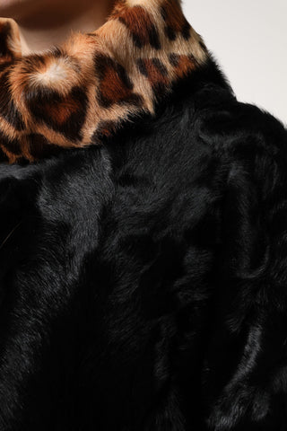 Dolce & Gabbana Black Lamb Fur Short Women Coat Jacket