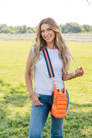 Clementine Orange Matte HydroBag® with Navy/Orange Strap