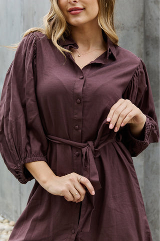 Jade by Jane Hello Darling Full Size Half Sleeve Belted Mini Dress in Charcoal