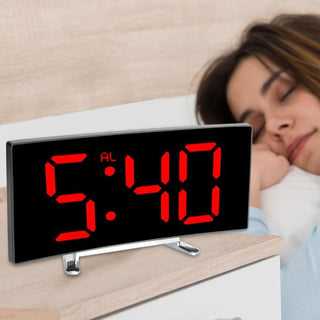 7 Inch LED Digital Desktop Alarm Clock Curved Dimmable Table Clock Table Alarm Clock 7 Inch Curved Dimmable LED Electronic Digital Desktop Clock for Kids Bedroom Large Number Table Clock Mirror Luxury For Kids Bedroom Home Decors Stevvex