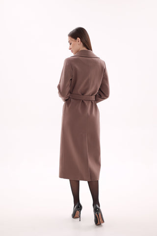 Harrington Classic Wraparound Overcoat in Mocha Mousse