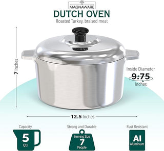 5 Quarts Round Dutch Oven with Lid - By Baano