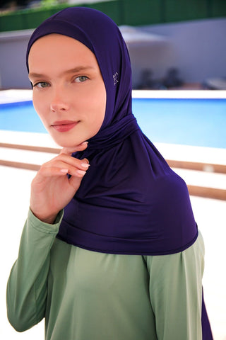 Navy Tied Scarf Bonnet B2397 - By Baano