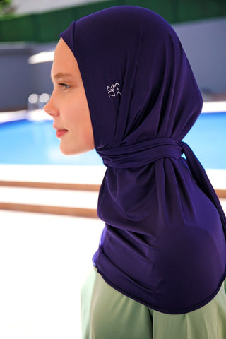 Navy Tied Scarf Bonnet B2397 - By Baano