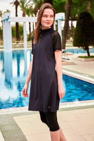 Lycra Black Burkini Modest Swimwear M2448 - By Baano