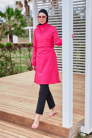 Woven Pink Burkini Modest Swimwear M2408 - By Baano