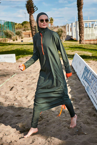 Woven Khaki Burkini Modest Swimwear M2413 - By Baano