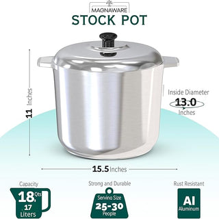 Stock Pot with Lid 18 Quarts - By Baano