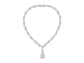 Luxury Bridal Emerald Cut Simulated Diamond Cross Necklace Ring Deluxe Fine Jewelry