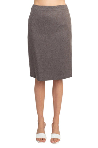 NYP Suits Crew Neck Long Sleeve 3 Button Pockets Zipper Back Slit Back Crepe Skirt Set - Glamourous Grace