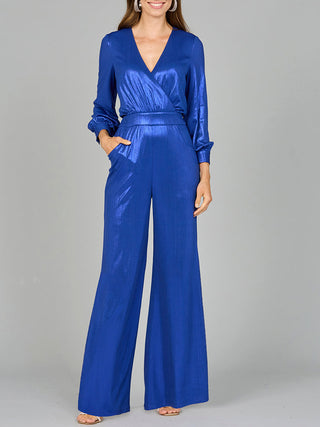 Metallic Shimmer Jumpsuit with Pockets - OUTLET - By Baano