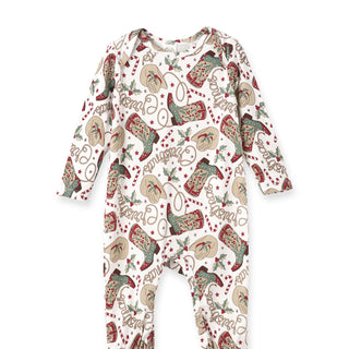 Western Christmas Baby Bamboo Romper – Cowboy Holiday Style - By Baano