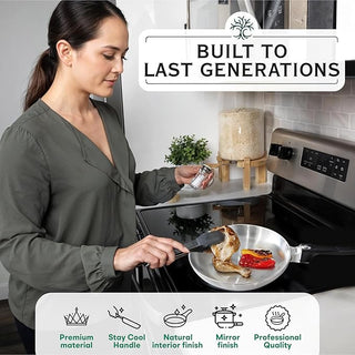 10-Inch Chef Skillet – Quick & Even Heat Distribution – Lightweight Cast Aluminum Frying Pan - By Baano