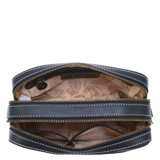 Heritage Leather Twin Zippered Crossbody - 8457