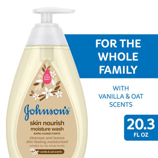 Johnson's Baby Moisture Wash, Skin Nourish, Vanilla & Oat Scents 20.3 Fl Oz