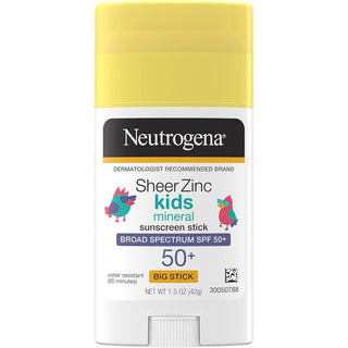 Neutrogena Sheer Zinc Kids Mineral Sunscreen Stick Broad Spectrum SPF 50+, 1.5 Oz