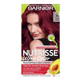 Nutrisse Garnier Ultra Color Nourishing Bold Permanent Hair Creme, R2 Medium Intense Auburn, 1 Kit