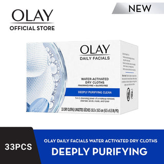 Olay Daily Facials Dry Cloths, Water Activated, 5 In 1, Deeply Purifying Clean