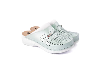 Pandora III by LEON- Women’s Leather Clogs- Gel Insole & Perforated Leather for Breathability