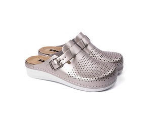 Nora IV by LEON– Women’s Leather Clogs- Adjustable Buckle with Removable Gel-Insole