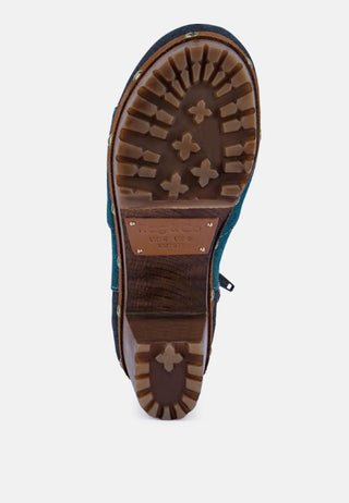 Aguar Blue Denim Patchwork Ankle Boots