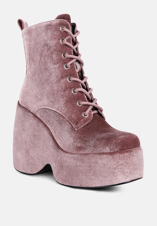 Ashcan High Platform Velvet Ankle Boots
