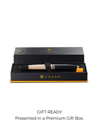 Calais™ Brushed Rose Gold Plate and Black Lacquer Ballpoint Pen - By Baano