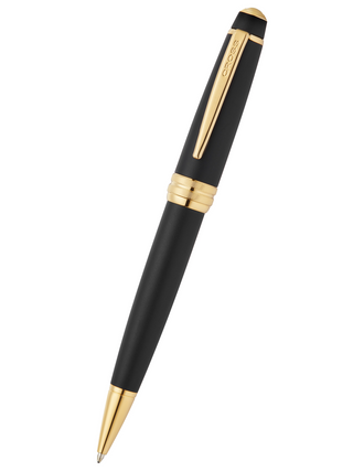 Bailey Matte Black Lacquer with 23KT Gold PVD Ballpoint Pen - By Baano