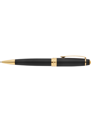 Bailey Matte Black Lacquer with 23KT Gold PVD Ballpoint Pen - By Baano