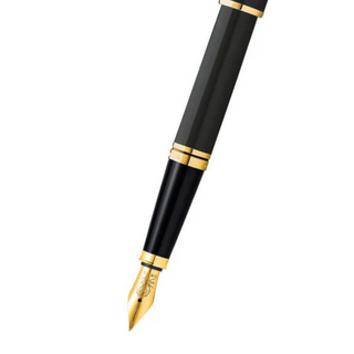 Coventry Black Lacquer with Gold-Tone Fine Nib Fountain Pen - By Baano
