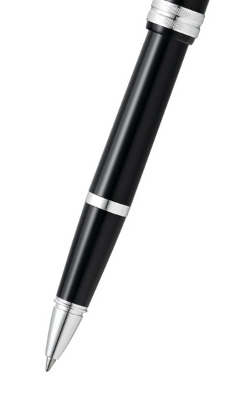 Bailey Light™ Glossy Black Resin Rollerball Pen - By Baano