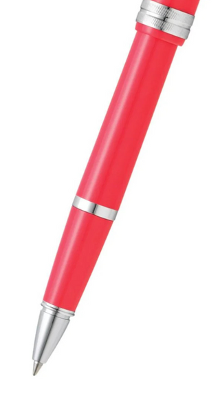 Bailey Light Polished Coral Resin Rollerball Pen - By Baano