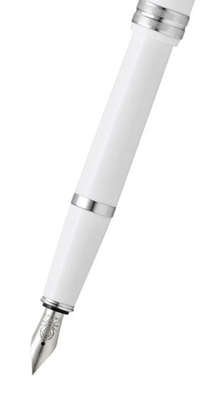 Bailey Light™ Polished White Resin Extra-Fine Nib Fountain Pen - By Baano