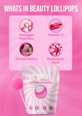 It Girl Beauty Lollipops - Collagen Peptides & Vitamin C Healthy Candy for Skin, Hair, Nails