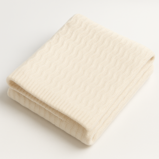 Angora and Wool | Ultra Soft Throw Blanket (solid, beige) - By Baano