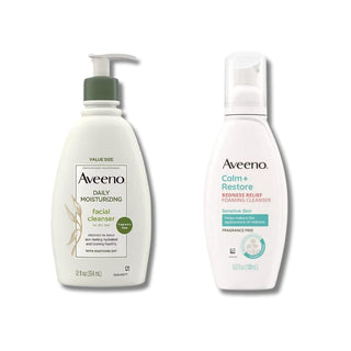 Aveeno Daily Moisturizing Unscented Facial Cleanser 354 ml & Anti-Redness Face Wash Foam 180ml Chivela