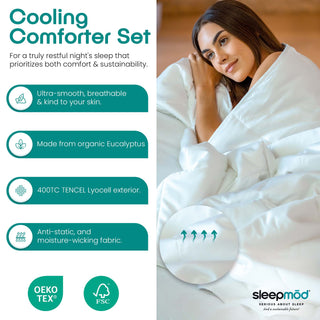 Cooling Comforter Set – Temperature-Regulating Eucalyptus Silk Comforter & Pillow Shams ecobrands®
