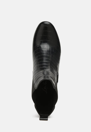 Croc Textured Block Heeled Chelsea Boots By RUW