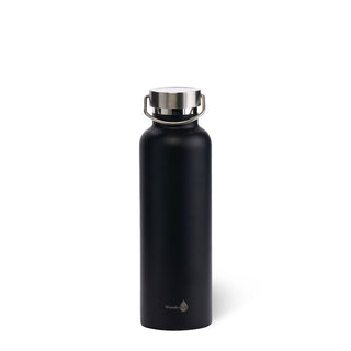 Black with Silver Top Stainless Steel Insulated Water Bottle- 24 Oz