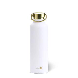 White with Gold Top Insulated Water Bottle- 1000 ml/34 Oz