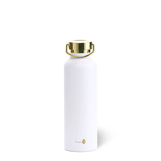 White with Gold Top Insulated Water Bottle- 24 Oz