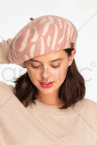 C.C Zebra Wool Beret Beanie
