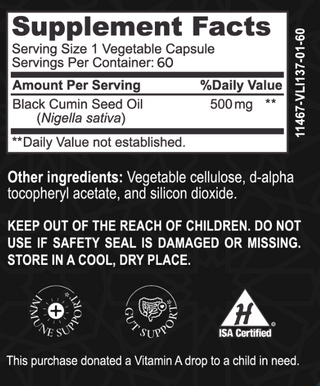 Halal Black Seed Oil - 60 count - By Baano