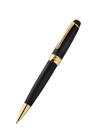 Bailey Matte Black Lacquer with 23KT Gold PVD Ballpoint Pen - By Baano